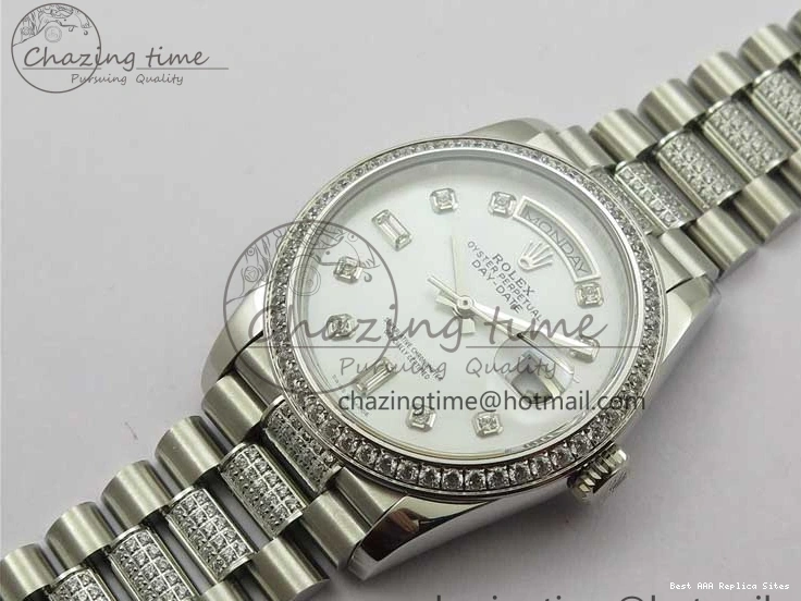 AAA Replica Watches 2682 Bracelet Edition MoistureWicking 36mm Day-Date MOP SS on Dial White President A 128239 Crystal Best SS Crystal Marker BP 1226
